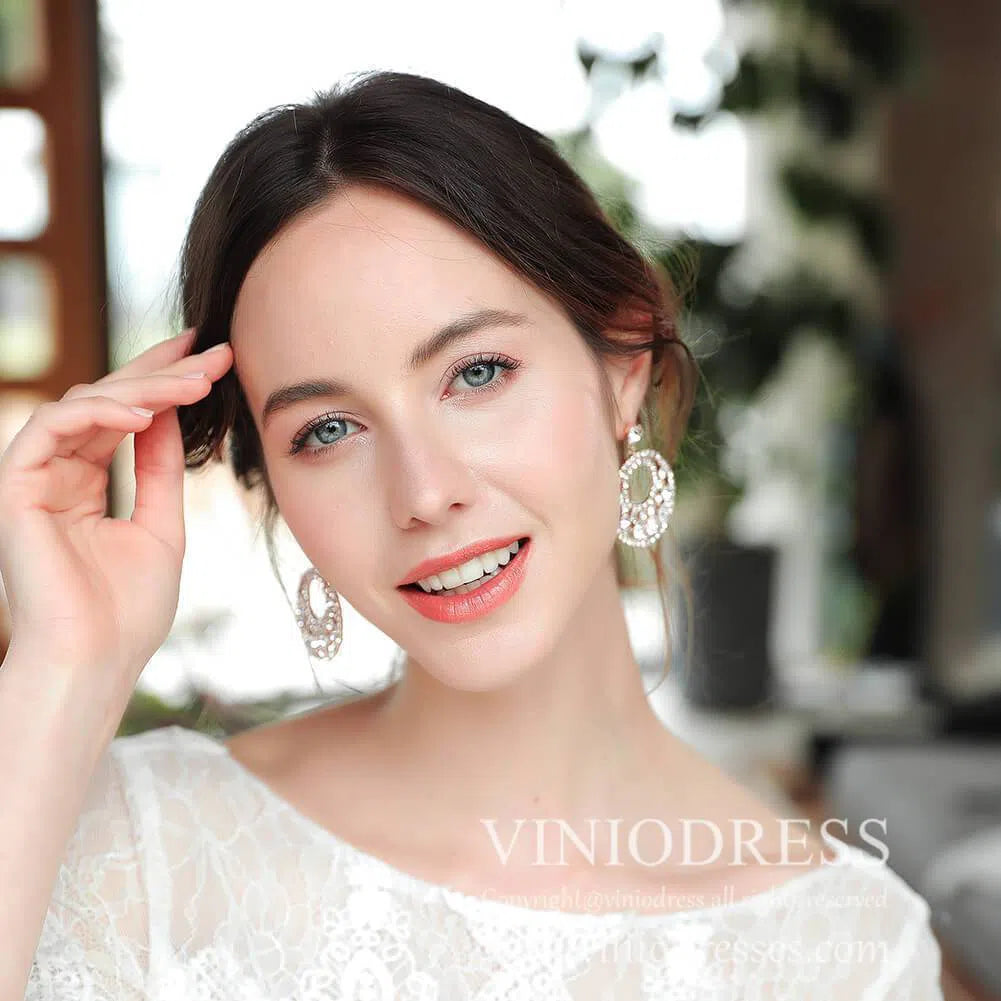 Rose Gold Hoop Earrings for Brides Viniodress AC1027-Bridal Jewelry-Viniodress-Rose Gold-Viniodress