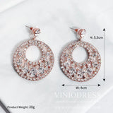 Rose Gold Hoop Earrings for Brides Viniodress AC1027-Bridal Jewelry-Viniodress-Rose Gold-Viniodress