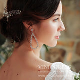 Rose Gold Teardrop Earrings AC1075-Bridal Jewelry-Viniodress-Rose Gold-Viniodress