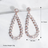 Rose Gold Teardrop Earrings AC1075-Bridal Jewelry-Viniodress-Rose Gold-Viniodress