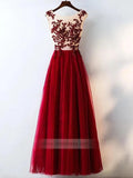 Rose Red Lace Long Prom Dresses See Through Formal Dress FD1004-prom dresses-Viniodress-Rose Red-US 2-Viniodress