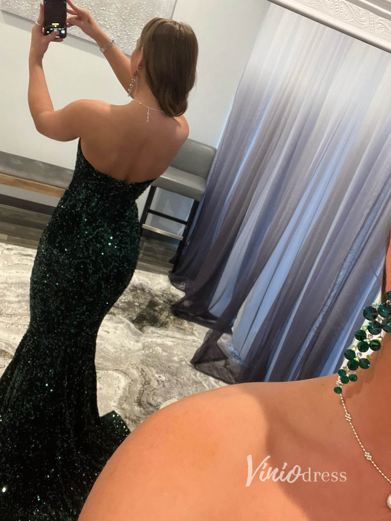 Royal Blue Mermaid Sequin Prom Dresses Strapless Evening Dress FD3311-prom dresses 2025 -Viniodress-Blue-Custom Size-