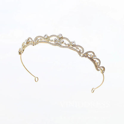 Royal-inspired Crystal Tiaras AC1082-Headpieces 2025 -Viniodress-Rose Gold-