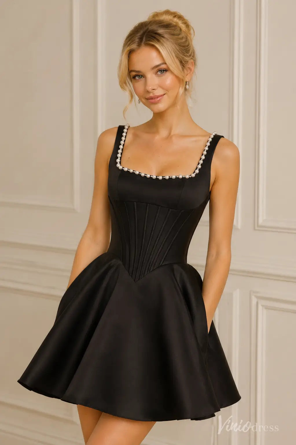 S26076-Homecoming Dresses 2026-Viniodress-Black-Custom Size – Add Measurements in Cart-