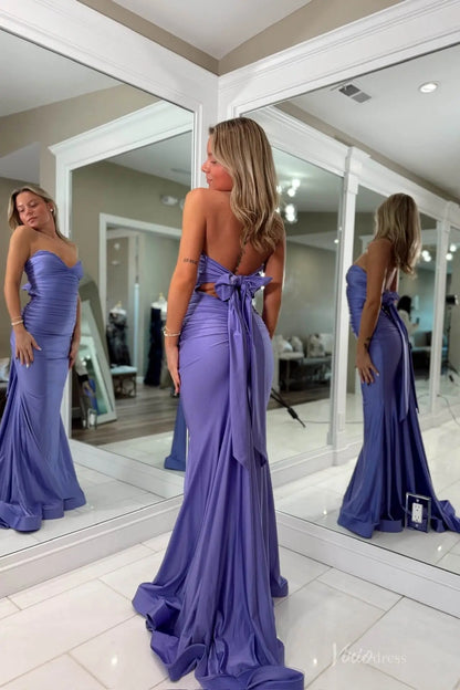 <transcy>Vestidos formales de encaje de sirena sin tirantes Dusty Rose para mujer FD1635</transcy>