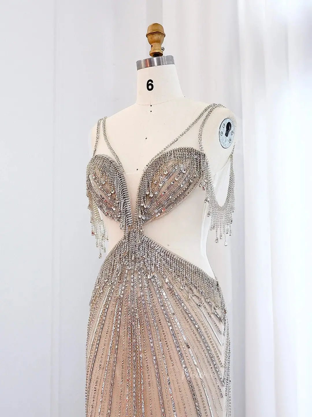 Sexy Beaded Prom Dresses Sheer Nude Vintage Met Gala Dresses BD003 – Viniodress