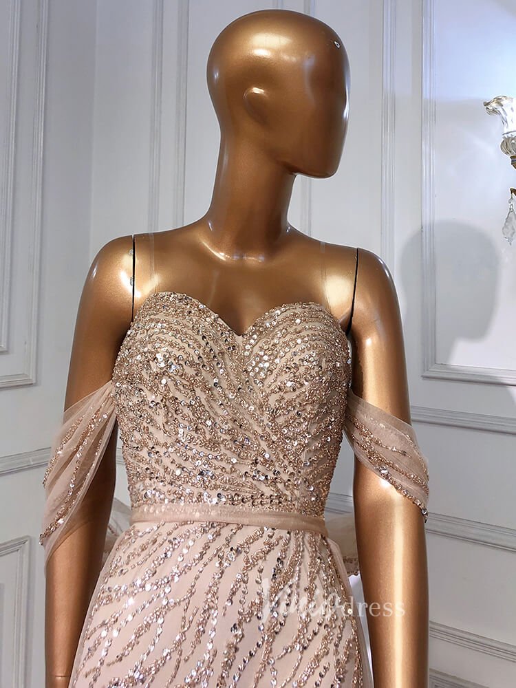 Sheath Beaded Prom Dresses with Slit Overskirt Evening Dress 20014-Evening Dresses 2025 -Viniodress-As Picture-US 2-