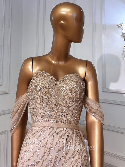 Sheath Beaded Prom Dresses with Slit Overskirt Evening Dress 20014-Evening Dresses 2025 -Viniodress-As Picture-US 2-