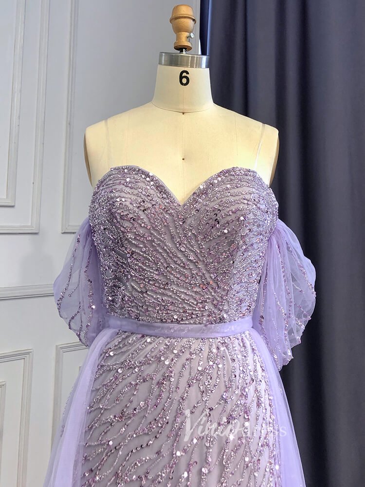 Sheath Beaded Prom Dresses with Slit Overskirt Evening Dress 20014-Evening Dresses 2025 -Viniodress-As Picture-US 2-
