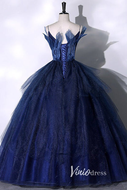 Shimmering Navy Blue Quinceanera Dresses with Spaghetti Strap AD1002-prom dresses 2025 -Viniodress-Navy Blue-Custom Size-