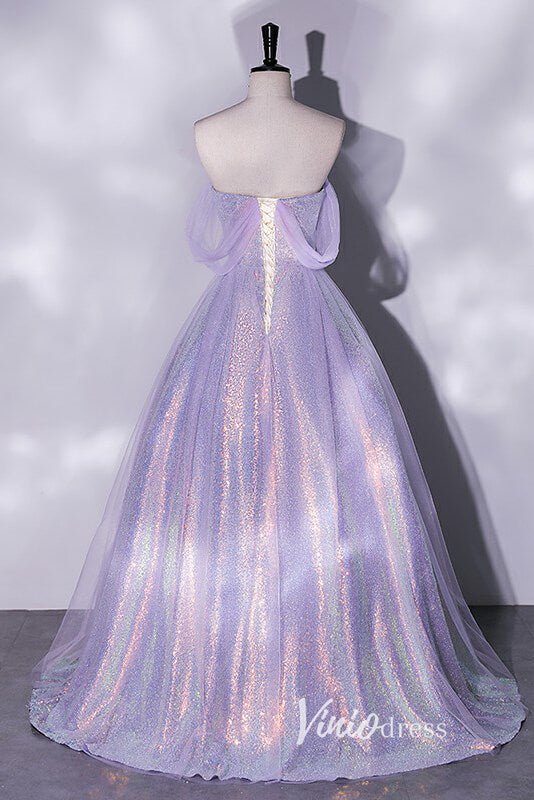 Shimmering Sequin Off the Shoulder Prom Dresses AD1005-prom dresses 2025 -Viniodress-Lavender-Custom Size-