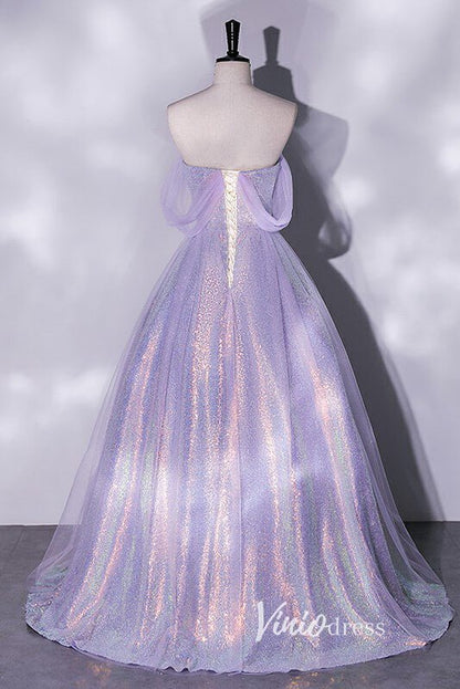 Shimmering Sequin Off the Shoulder Prom Dresses AD1005-prom dresses 2025 -Viniodress-Lavender-Custom Size-