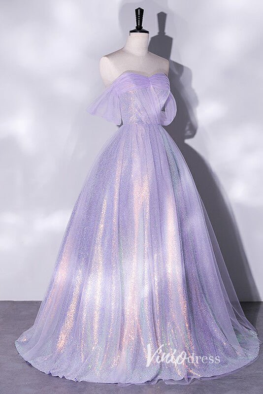 Shimmering Sequin Off the Shoulder Prom Dresses AD1005-prom dresses 2025 -Viniodress-Lavender-Custom Size-