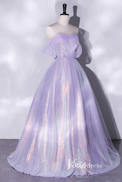 Shimmering Sequin Off the Shoulder Prom Dresses AD1005-prom dresses 2025 -Viniodress-Lavender-Custom Size-