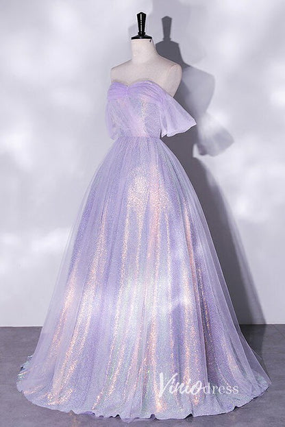 Shimmering Sequin Off the Shoulder Prom Dresses AD1005-prom dresses 2025 -Viniodress-Lavender-Custom Size-
