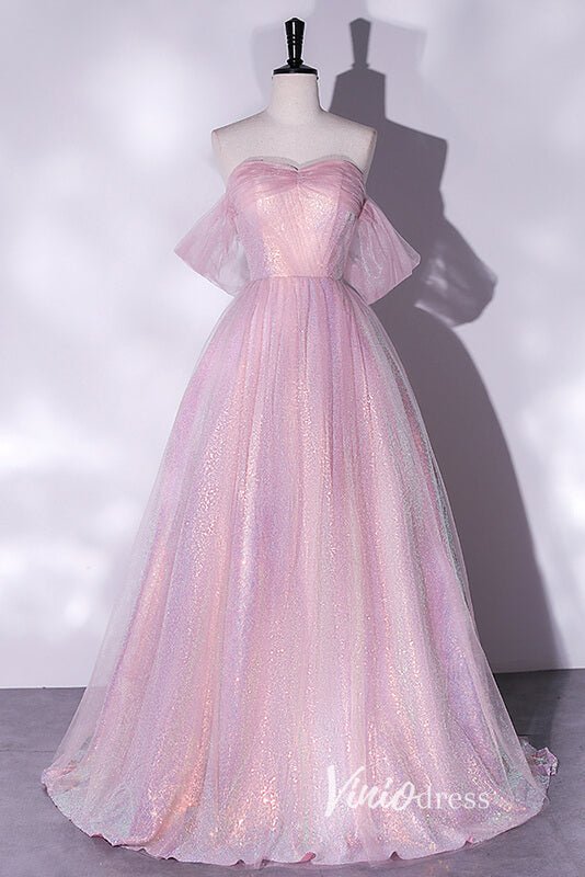 Shimmering Sequin Off the Shoulder Prom Dresses AD1005-prom dresses 2025 -Viniodress-Pink-Custom Size-