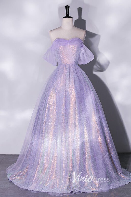 Shimmering Sequin Off the Shoulder Prom Dresses AD1005-prom dresses 2025 -Viniodress-Lavender-Custom Size-