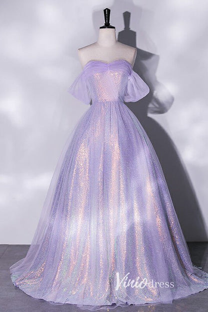 Shimmering Sequin Off the Shoulder Prom Dresses AD1005-prom dresses 2025 -Viniodress-Lavender-Custom Size-