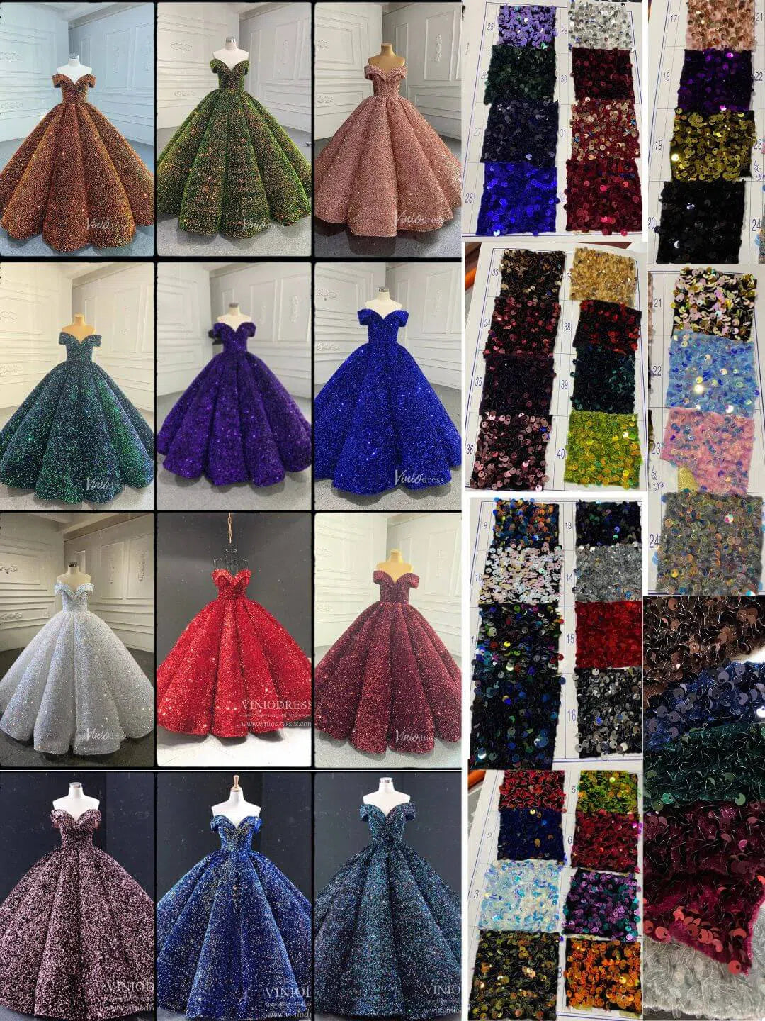Shiny Sweet 16 Sequin Gowns Off the Shoulder Debutante Ball & Quinceanera Dresses 66991 viniodress-Quinceanera Dresses 2025 -Viniodress-Burgundy-Custom Size-