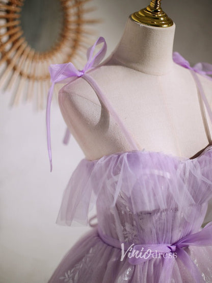 Short Lilac Homecoming Dresses Lavender Dama Dress SD1464-Dresses 2025 -Viniodress-Lilac-Custom Size-
