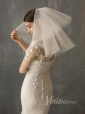 Shoulder Length Short Bridal Veils AC1001-Veils-Viniodress-Ivory-Viniodress