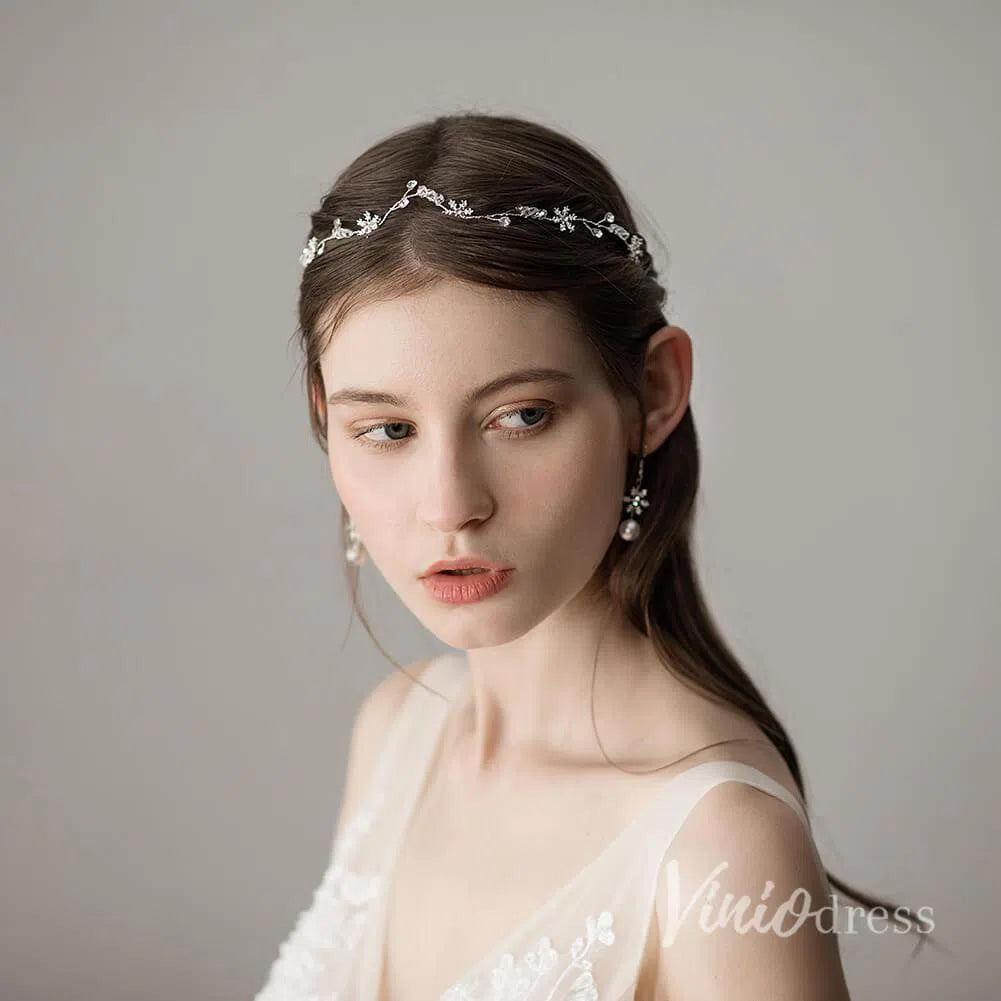 Silver Snow Crystals Headband Viniodress ACC1101-Headpieces-Viniodress-Silver-Viniodress