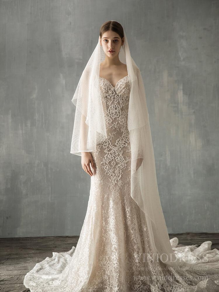 Simple Ivory Tulle Bridal Cathedral Veil AC1241-Bridal Veil 2025 -Viniodress-Ivory-