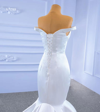 Simple Satin Mermaid Wedding Dresses Off the Shoulder 67299-wedding dresses 2025 -Viniodress-Ivory-Custom Size-