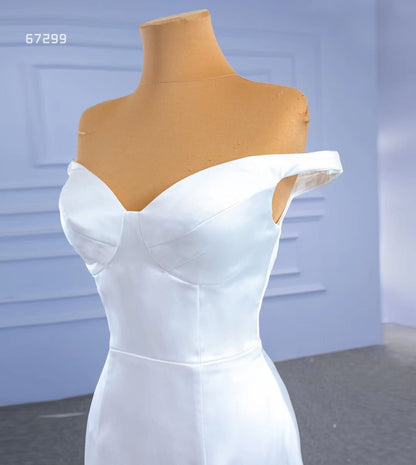Simple Satin Mermaid Wedding Dresses Off the Shoulder 67299-wedding dresses 2025 -Viniodress-Ivory-Custom Size-