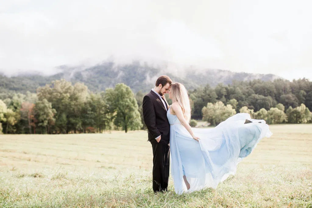 Sky Blue Chiffon Wedding Dresses for Wedding Photography VW1052-wedding dresses 2025 -Viniodress-Light Blue-Custom Size-