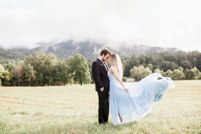 Sky Blue Chiffon Wedding Dresses for Wedding Photography VW1052-wedding dresses 2025 -Viniodress-Light Blue-Custom Size-