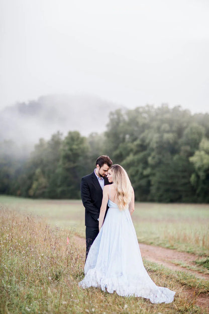 Sky Blue Chiffon Wedding Dresses for Wedding Photography VW1052-wedding dresses 2025 -Viniodress-Light Blue-Custom Size-