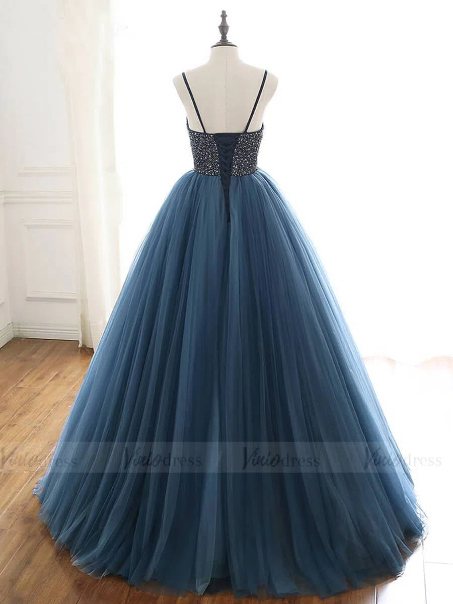 Spaghetti Strap A-line Beaded Long Prom Dresses 2019 FD1660-prom dresses 2025 -Viniodress-As Picture-Custom Size-
