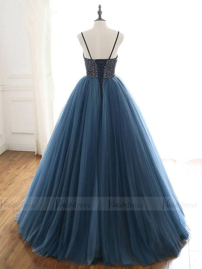 Spaghetti Strap A-line Beaded Long Prom Dresses 2019 FD1660-prom dresses 2025 -Viniodress-As Picture-Custom Size-