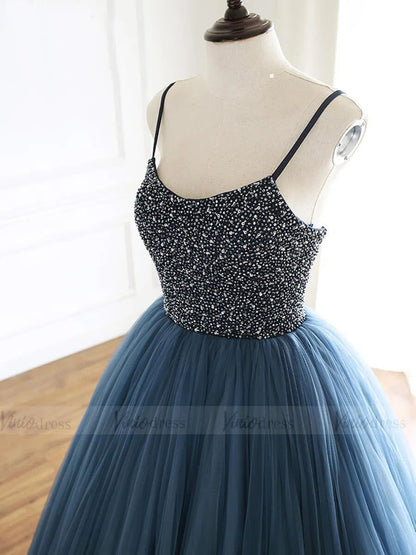 Spaghetti Strap A-line Beaded Long Prom Dresses 2019 FD1660-prom dresses 2025 -Viniodress-As Picture-Custom Size-