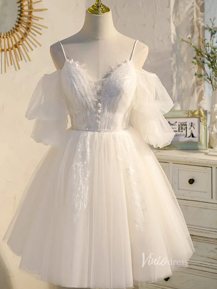 Spaghetti Strap Black Homecoming Dresses with Sleeves SD1410-Homecoming Dresses 2025 -Viniodress-Champagne-Custom Size-