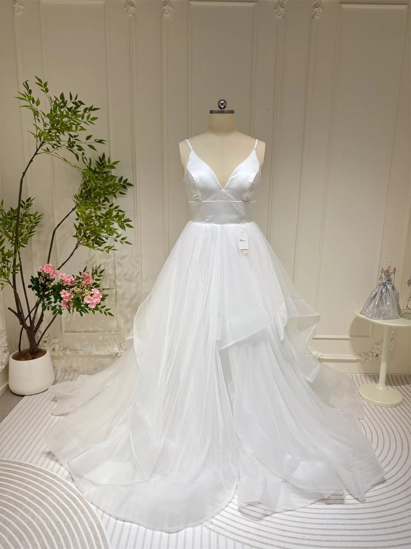 tulle tiered wedding dress Blush Pink Lace Dresses Multi-Layered Organza Wedding Gowns AWD1336 Custom orders are welcome. Romantic Ivory Tiered Tulle Destination
