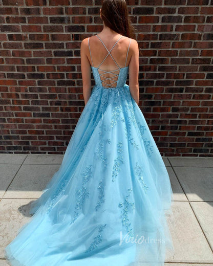 Spaghetti Strap Long Prom Dresses Lace-Up Back FD1265B-prom dresses 2025 -Viniodress-Lavender-Custom Size-