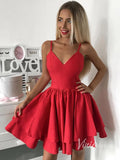 Spaghetti Strap Short Party Dresses Mini Cocktail Dress SD1067-homecoming dresses-Viniodress-Red-Custom Size-Viniodress