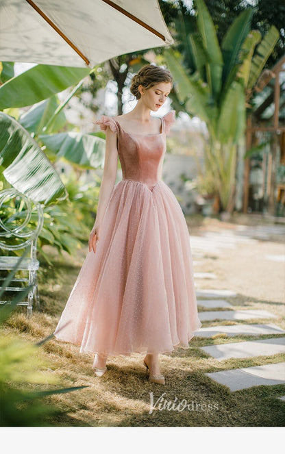 Square Neck Blush Homecoming Dresses Dotted Maxi Dress SD1391-Homecoming Dresses 2025 -Viniodress-Blush Pink-Custom Size-