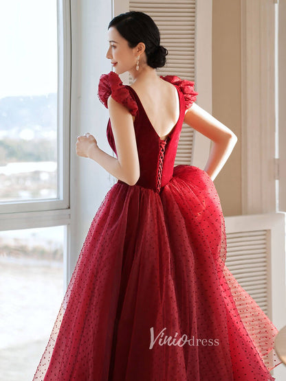 Square Neck Blush Homecoming Dresses Dotted Maxi Dress SD1391-Homecoming Dresses 2025 -Viniodress-Blush Pink-Custom Size-