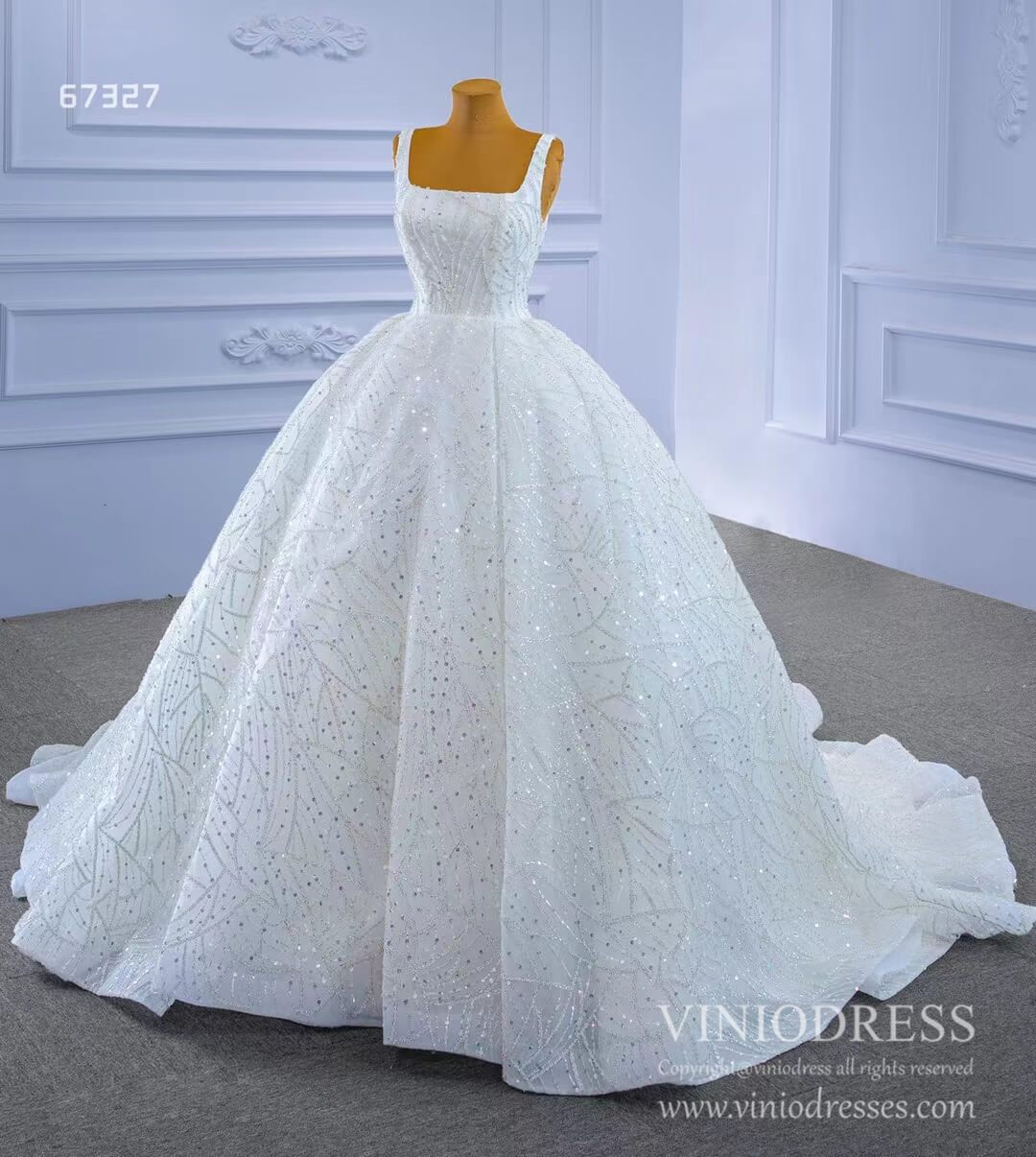 Square Neck Wedding Dresses Beaded Bridal Gowns 67327 Viniodress-wedding dresses 2025 -Viniodress-As Picture-Custom Size-
