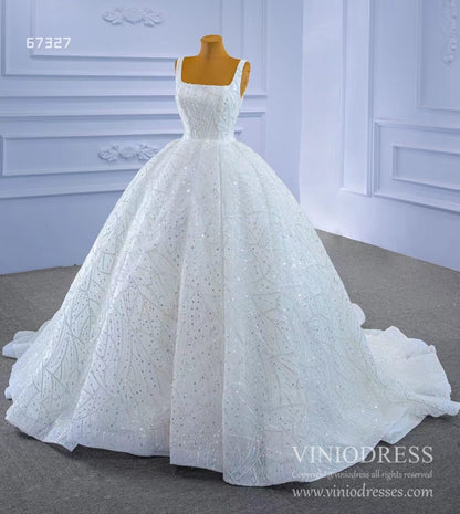 Square Neck Wedding Dresses Beaded Bridal Gowns 67327 Viniodress-wedding dresses 2025 -Viniodress-As Picture-Custom Size-