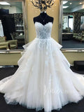 Strapless A line Lace Wedding Dresses with Sweep Train VW1252-wedding dresses-Viniodress-Ivory-Custom Size-Viniodress