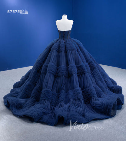 Strapless Celebrity Dress Tulle Sweet 16 Ball Gown Wedding Dresses 67372-wedding dresses 2025 -Viniodress-Purple-Custom Size-