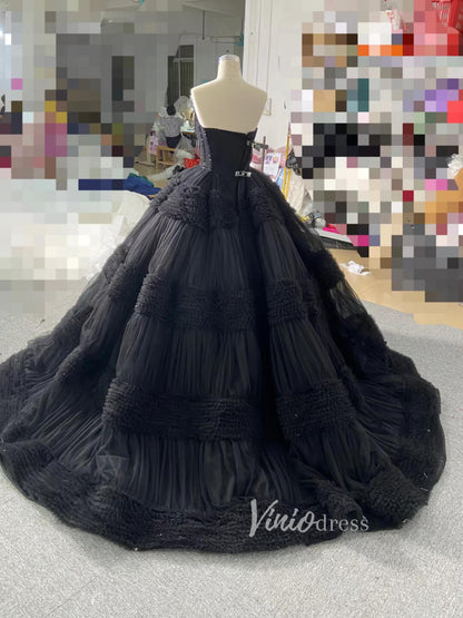Strapless Celebrity Dress Tulle Sweet 16 Ball Gown Wedding Dresses 67372-wedding dresses 2025 -Viniodress-Purple-Custom Size-