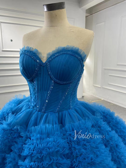 Strapless Celebrity Dress Tulle Sweet 16 Ball Gown Wedding Dresses 67372-wedding dresses 2025 -Viniodress-Purple-Custom Size-