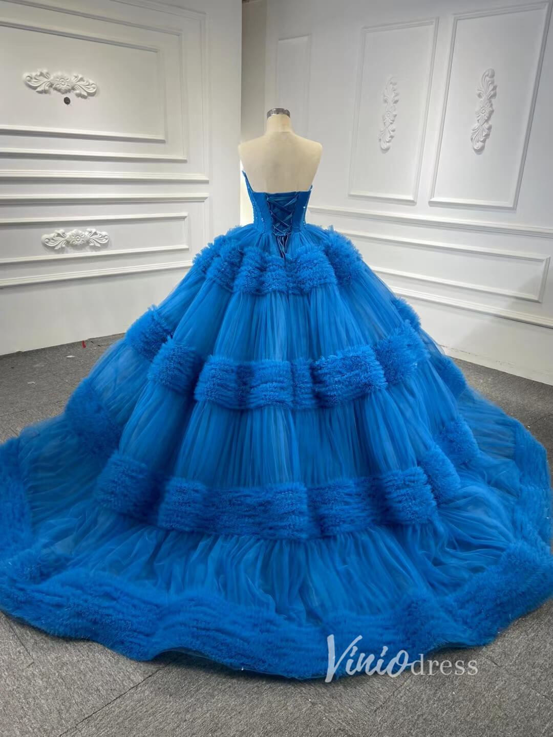 Strapless Celebrity Dress Tulle Sweet 16 Ball Gown Wedding Dresses 67372-wedding dresses 2025 -Viniodress-Purple-Custom Size-