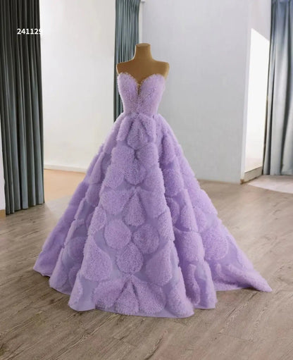 Strapless Lavender Debutante Dresses Lilac Ruffle Wedding Gowns 241129-Quinceanera Dresses 2025 -Viniodress-Lavender-Custom Size-