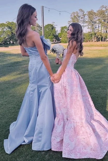 Strapless Satin Mermaid Prom Dresses 2025 with Bow – FD5058-prom dresses 2025 -Viniodress-Black-Custom Size-